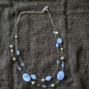 Two-Strand Blue Beaded‎ Necklace